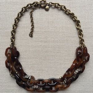 J. Crew Link Necklace Tortoiseshell Rhinestone